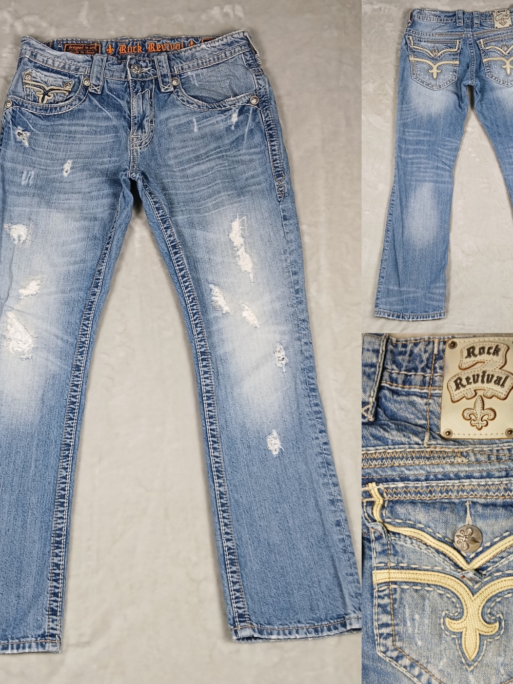 Rock Revival Jeans 32 Men's Richie Slim Straight 32x32